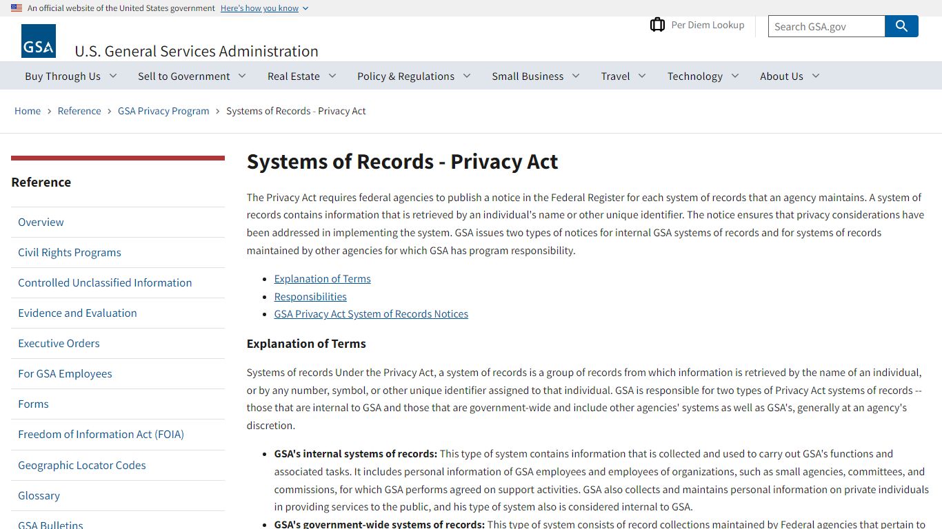 Systems of Records - Privacy Act | GSA